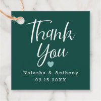 Moderne Vert foncé Trois Coeurs Mariage Merci