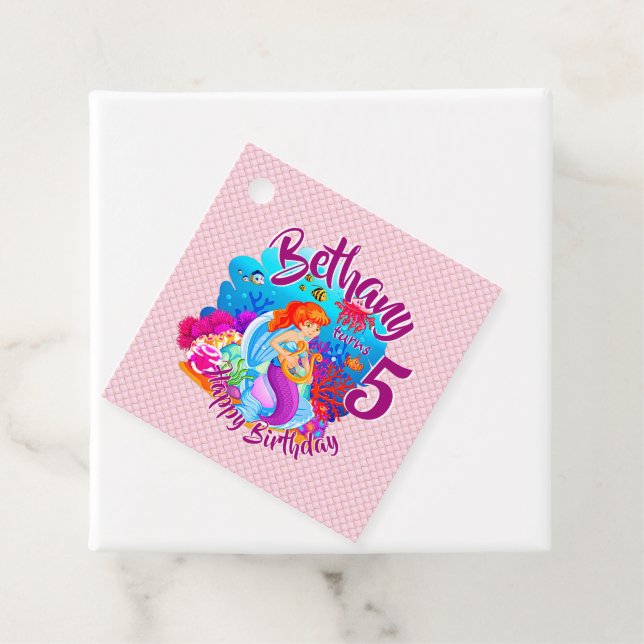 Étiquettes Cadeau Modifier le nom d'âge Mermaid Anniversaire Fête Pe (En situation)