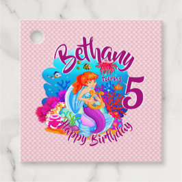 Étiquettes Cadeau Modifier le nom d'âge Mermaid Anniversaire Fête Pe