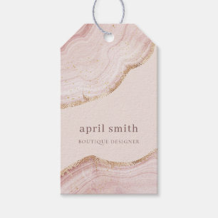 Étiquettes-cadeau Moelleux Pastel Blush Rose Or Agate Marbre Texture