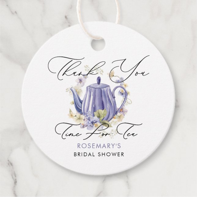 Étiquettes Cadeau Moment du thé Théière violette Enterrement de vie  (Devant)