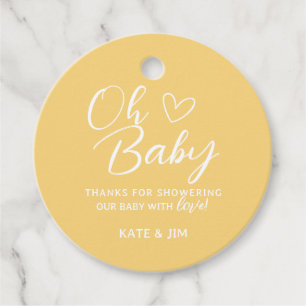 Étiquettes Cadeau Mon bébé Merci de Baby shower jaune