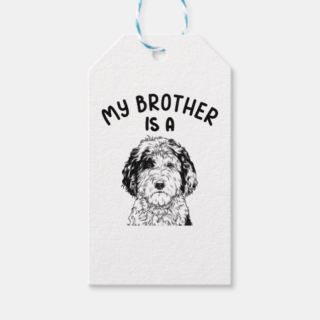 Étiquettes-cadeau Mon frère est un chien de berceau drôle (Devant)