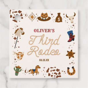 Étiquettes Cadeau Mon troisième rodéo Western Cowboy 3e fête d'anniv