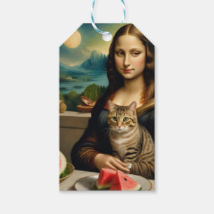 Étiquettes-cadeau Mona Lisa & son chat - Vibes estivales