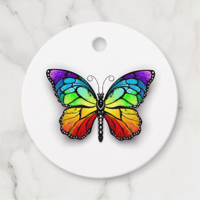 Étiquettes Cadeau Monarque papillon arc-en-ciel (Devant)