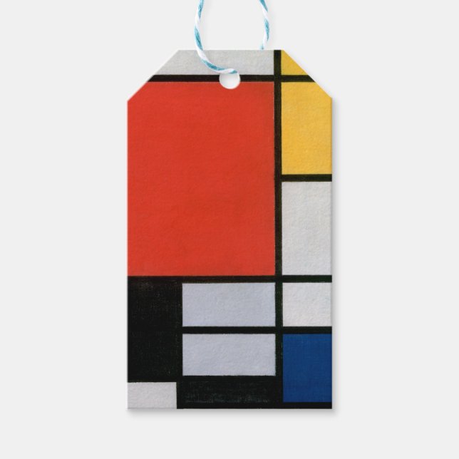 Étiquettes-cadeau Mondrial Composition Rouge Jaune Bleu Noir (Devant)