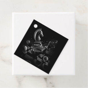Étiquettes Cadeau Monochrom d'échecs dramatique