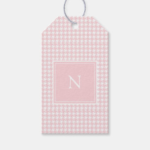 Étiquettes-cadeau Monogram Pink Pastel Houndstooth