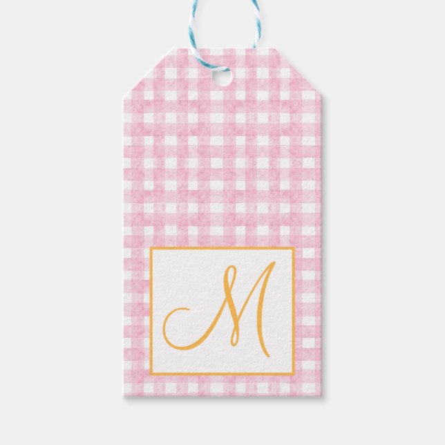 Étiquettes-cadeau Monogram Preppy Citrouille annonce Thanksgiving (Devant)