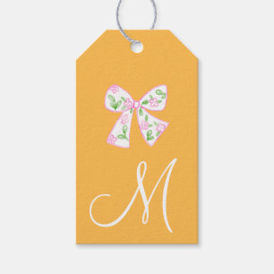Étiquettes-cadeau Monogram Preppy Citrouille annonce Thanksgiving