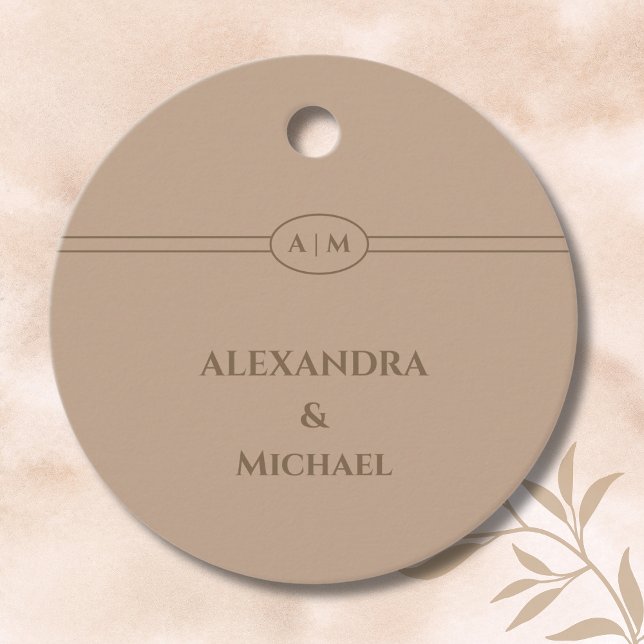 Étiquettes Cadeau Monogram Taupe Christian Wedding Thank You (Créateur téléchargé)