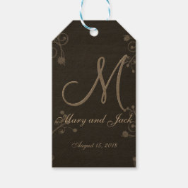 Étiquettes-cadeau Monogramme 3d Rustique Noir Chalk