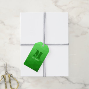 Étiquettes-cadeau Monogramme à motif de maille géométrique vert clai
