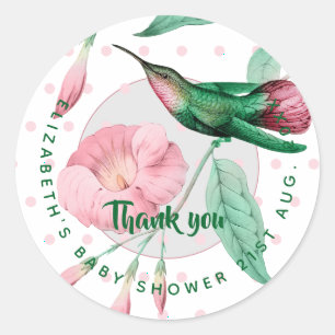 Étiquettes Cadeau Monogramme Colibri rose Mint Flo