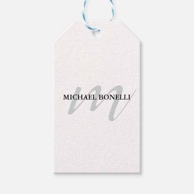 Étiquettes-cadeau Monogramme de calligraphie classique professionnel (Devant)