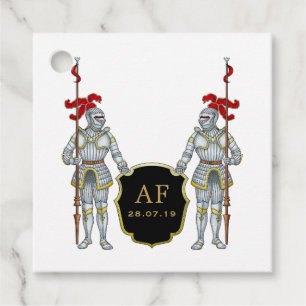 Étiquettes Cadeau Monogramme de château de chevalier médiéval