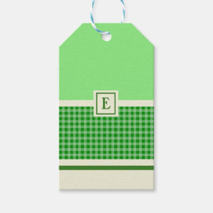 Étiquettes-cadeau Monogramme de chèque vert moderne