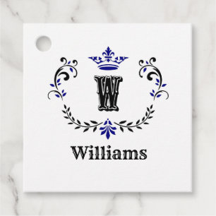 Étiquettes Cadeau Monogramme de couronne 'W'