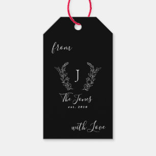 Étiquettes-cadeau Monogramme de famille personnalisé élégant