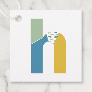 Étiquettes Cadeau Monogramme de lettre H abstraite moderne personnal