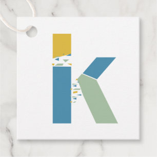 Étiquettes Cadeau Monogramme de lettre K abstrait moderne personnali