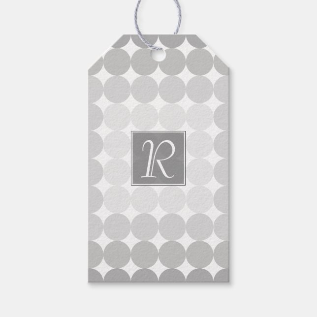 Étiquettes-cadeau Monogramme des cercles gris modernes (Devant)