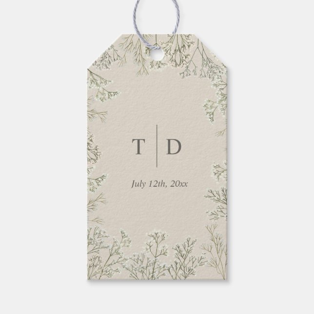 Étiquettes-cadeau Monogramme du Mariage du souffle du bébé (Devant)