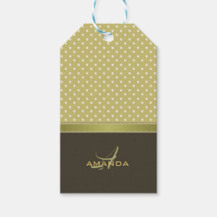 Étiquettes-cadeau Monogramme écolo et vert écru