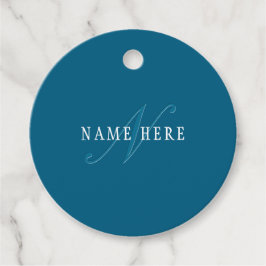 Étiquettes Cadeau Monogramme élégant | Bleu océan