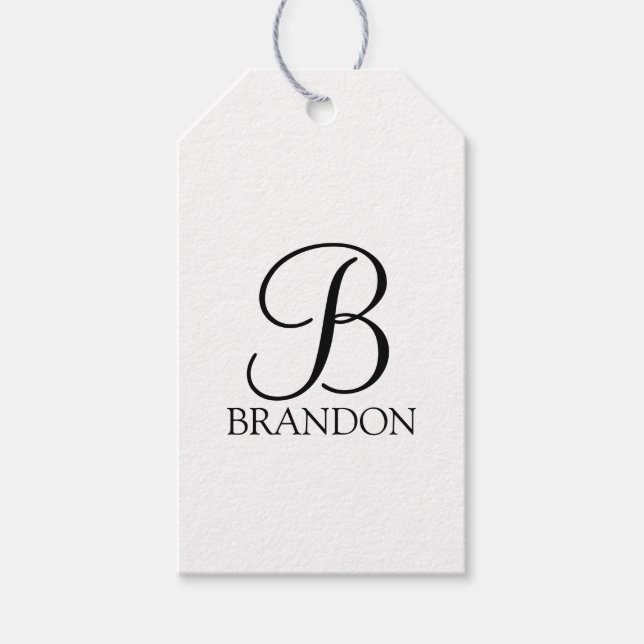 Étiquettes-cadeau Monogramme et nom de script personnalisé (Devant)
