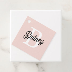 Étiquettes Cadeau Monogramme et nom personnalisé moderne Pastel Pink