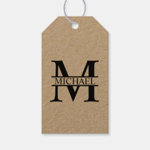 Étiquettes-cadeau Monogramme et nom personnalisés
