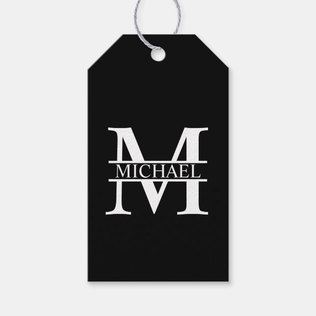 Étiquettes-cadeau Monogramme et nom personnalisés (Devant)