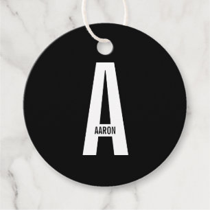 Étiquettes Cadeau Monogramme et nom personnalisés gras modernes