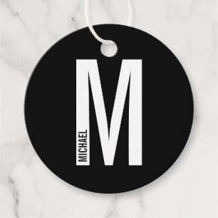 Étiquettes Cadeau Monogramme et nom personnalisés gras modernes