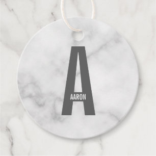 Étiquettes Cadeau Monogramme et nom personnalisés gras modernes