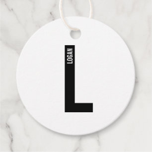 Étiquettes Cadeau Monogramme et nom personnalisés gras modernes