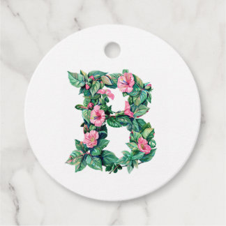 Étiquettes Cadeau Monogramme floral aquarelle B (nom personnalisable