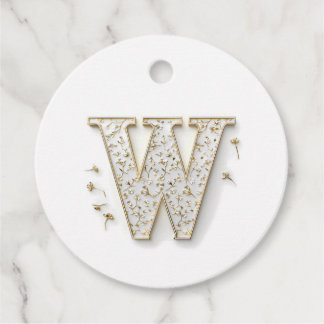 Étiquettes Cadeau Monogramme floral élégant "W" design