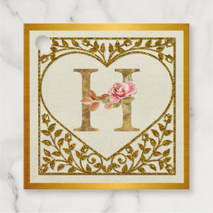 Étiquettes Cadeau Monogramme floral personnalisé, de A à Z