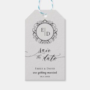 Étiquettes-cadeau Monogramme lunatique mariage de script Enregistrer