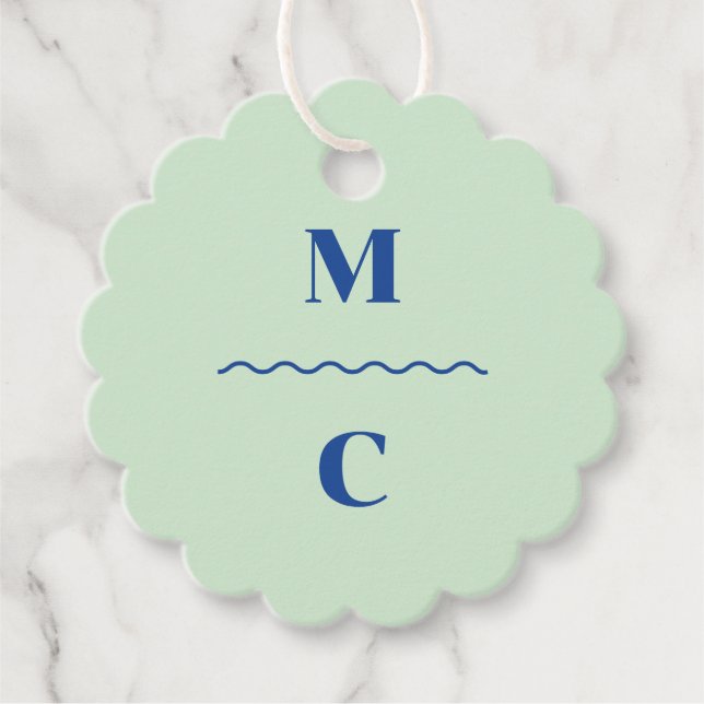 Étiquettes Cadeau Monogramme Mariage de la crosse rétro (Devant)