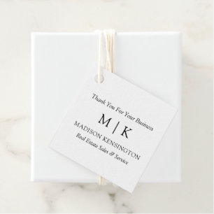Étiquettes Cadeau Monogramme minimaliste ou ajouter un logo