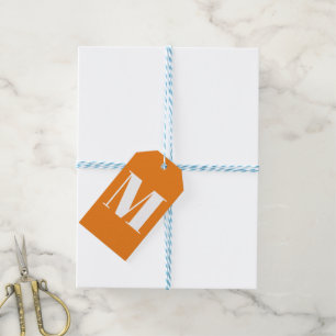 Étiquettes-cadeau Monogramme moderne orange blanc personnalisé numér