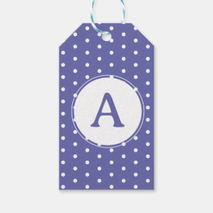 Étiquettes-cadeau Monogramme Moderne Périwinkle Pois Anniversaire
