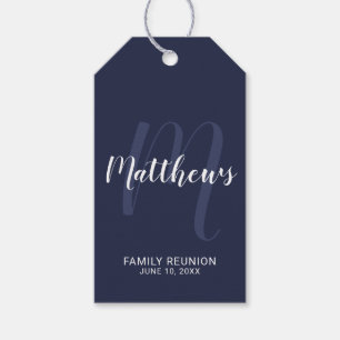 Étiquettes-cadeau Monogramme moderne personnalisé et nom de famille