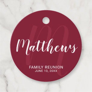 Étiquettes Cadeau Monogramme moderne personnalisé et nom de famille