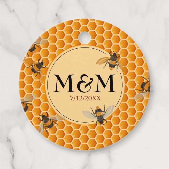 Étiquettes Cadeau Monogramme monogramme Mariage de pot de miel (Devant)