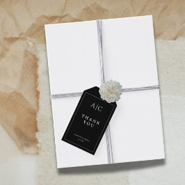 Étiquettes-cadeau Monogramme noir minimaliste Merci